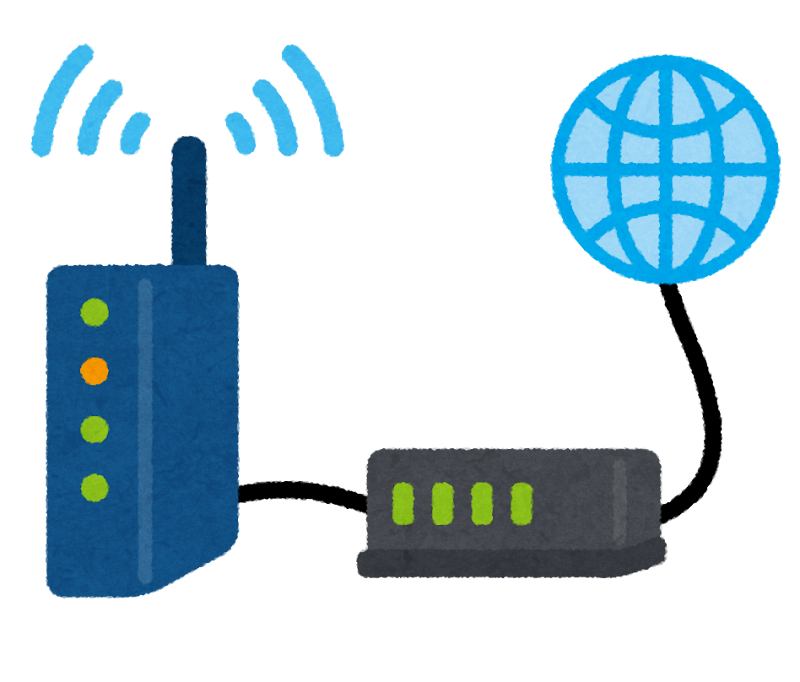 インターネット、モデム、無線LANルーターの接続(いらすとや公式素材)
